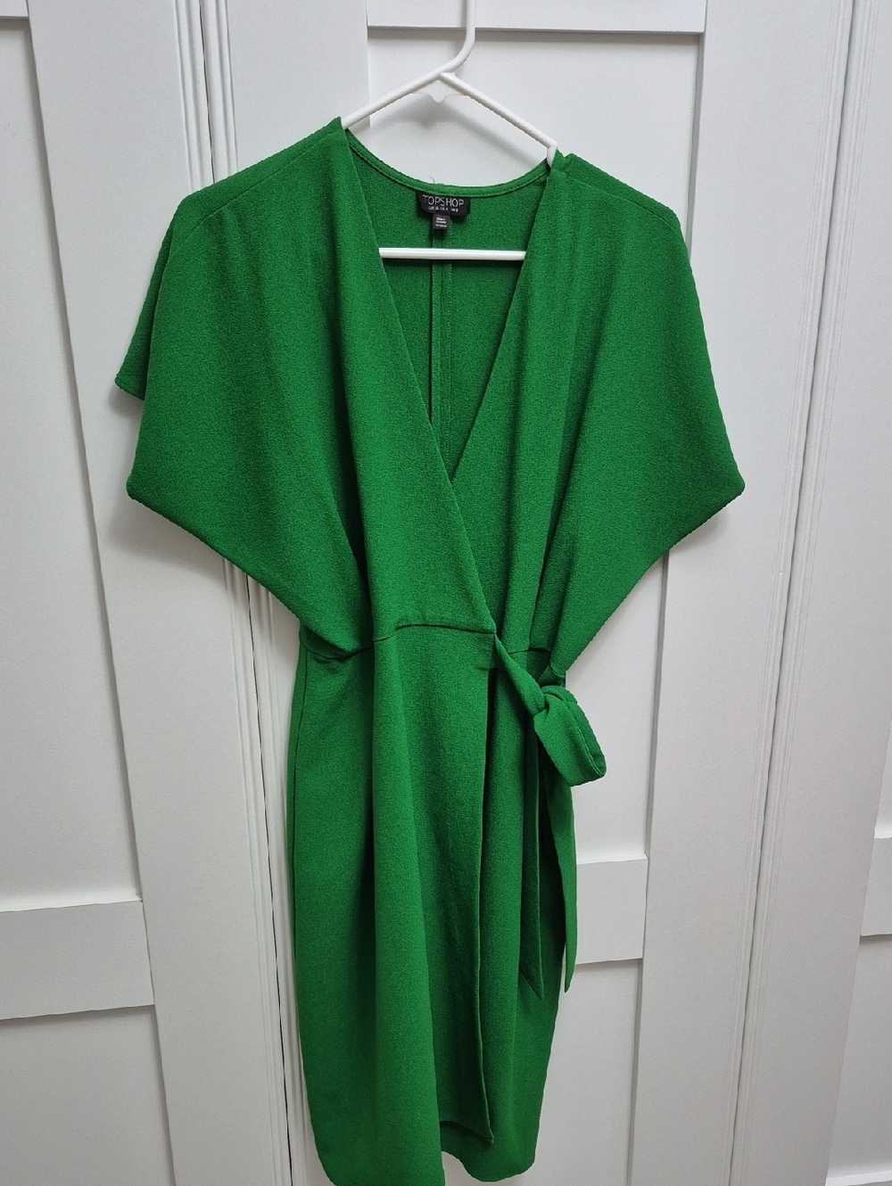 Topshop Emerald Green Wrap-Front Midi Dress